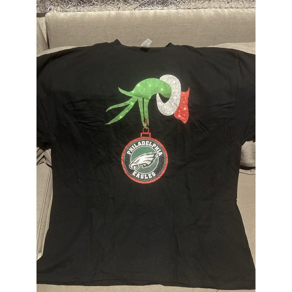 Gildan Philadephia Eagles Grinch Christmas Holiday T Shirt XL Unisex Black